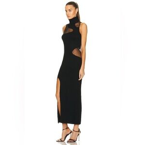 Cult Gaia Brooke Knit Black Sheer Cutout Maxi Dress